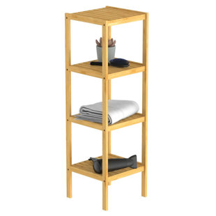 REBRILLIANT Eisl Bathroom Shelf with 4 Compartments Bamboo 34 x 33 x 110cm