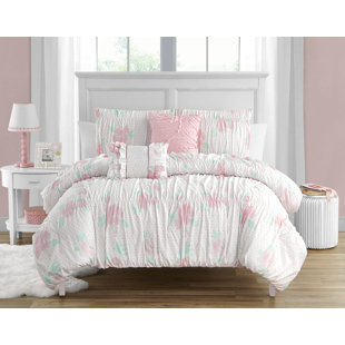 ALEX + BELLA Tabitha Smocked Pink Microfiber Comforter Set