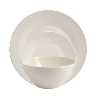 FAIRMONT AND MAIN LTD White Linen 12 Piece Porcelain China Dinnerware Set - Service for 4