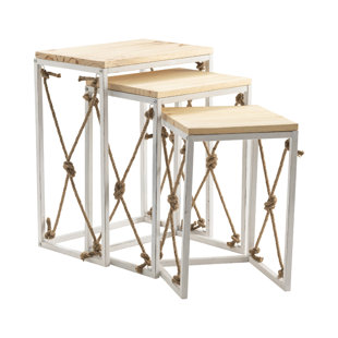 CRESTVIEW COLLECTION Solid Wood Frame Nesting Tables