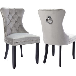 FAMIS CORP Tufted Velvet Solid Back Parsons Chair (Set of 4)