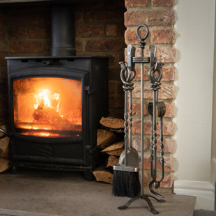 WILLISTON FORGE Asrani 4 Piece Iron Fireplace Tool Set
