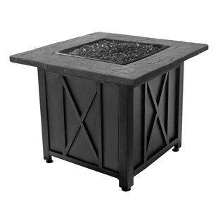 MR. BAR-B-Q Endless Summer 30,000 BTU LP Gas Outdoor Patio Fire Pit Table w/Black Fire Glass