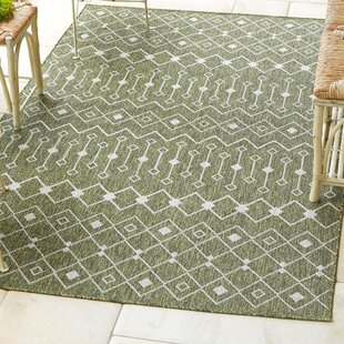 GRACIE OAKS Adley Southwestern Green/Beige Indoor/Outdoor Area Rug