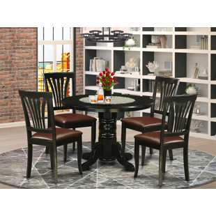 DOVECOVE Gallatin 5 - Piece Solid Wood Pedestal Dining Set