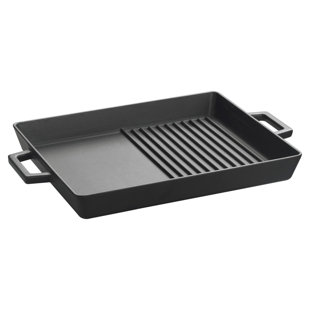 LAVA CAST IRON Lava Enameled Cast Iron Grill Pan 12.5 inch-Duo Rectangle