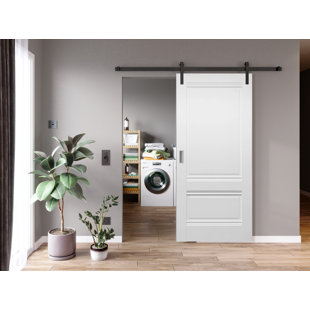 VALUSSO DESIGN LLC Classic Paneled Manufactured Wood Barn Door with Installation Hardware Kit