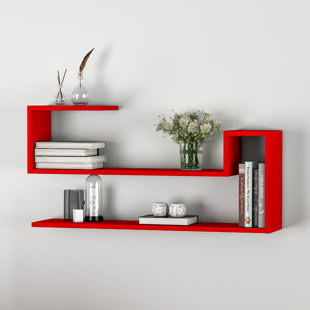 LATITUDE RUN® Missoula Wave 2 Piece Floating Wall Shelf for Decoration
