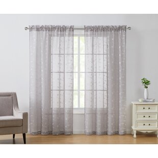 VCNY Eva 2-Piece Leaf Metallic Embroidered Sheer Curtain Panel Set (Set of 2)