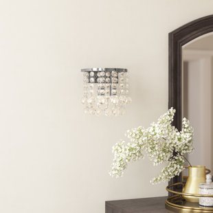 WILLA ARLO INTERIORS 2-Light Dimmable Crystal Chrome Flush Mount Wall Light