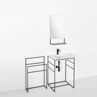WETSTYLE C2 24" Single Bathroom Vanity Set with Towel Holder and Mirror
