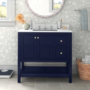 THREE POSTS™ Prudence 36'' Single Bathroom Vanity with Engineered Marble Top