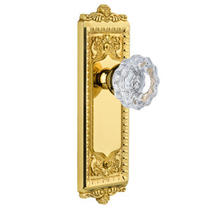 Grandeur Windsor Plate Privacy with Versailles Crystal Door Knob