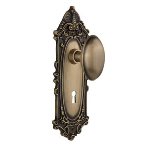 NOSTALGIC WAREHOUSE Homestead Passage Door Knob with Keyhole Victorian Long Plate