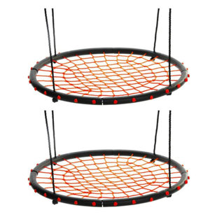 Swinging Monkey Products Fabric Orange Web/Saucer Swing Swing Seat with Mounting Hangers and Chains (Set of 2)