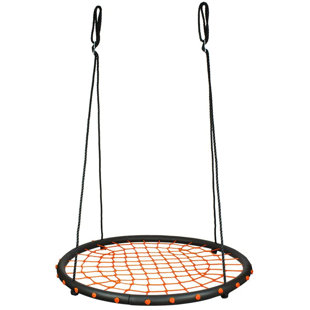 SWINGING MONKEY PRODUCTS Swinging Monkey Giant 40" Spider Web Fabric Outdoor Tree Saucer Swing, Orange