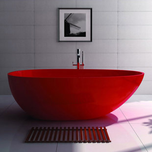ADM BATHROOM 73'' x 33'' Freestanding Soaking Stone Bathtub