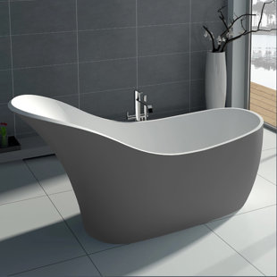 ADM BATHROOM 66.7'' x 29.75'' Freestanding Soaking Stone Bathtub