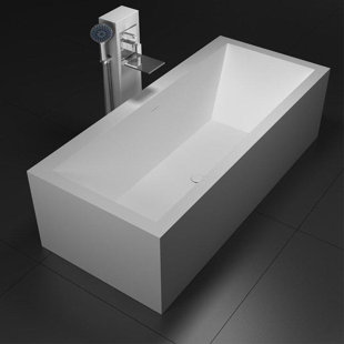 ADM BATHROOM 70.9'' x 32'' Freestanding Soaking Stone Bathtub