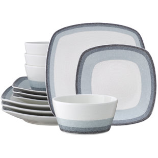 Noritake Colorscapes Layers Square 12-Piece Dinnerware Set, Service for 4