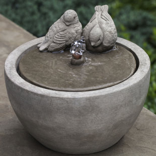 CAMPANIA INTERNATIONAL Bird Hand Crafted Weather Resistant Tabletop Fountain