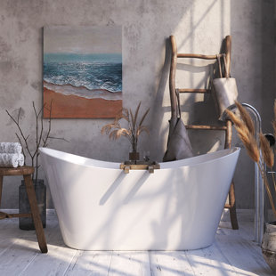 DeerValley Horizon 59" x 30" Freestanding Soaking Acrylic Bathtub with Overflow Drain