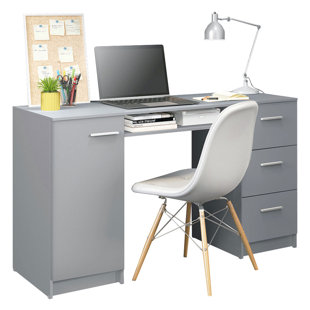 BRAYDEN STUDIO Athiya Computer Writing Desk with 3 Drawers, 1 Door and 1 Storage Shelf - 45 D x 136 W x 77 H cm