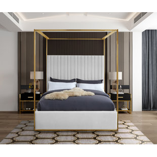 MERCER41 Harlye Upholstered Canopy Bed