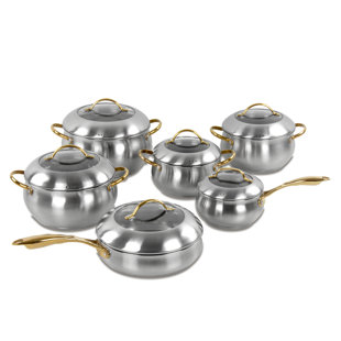 SQ Professional Lustro Apple 12 - Piece Stainless Steel (18/10) Cookware Set