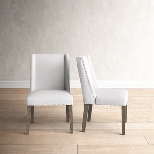 BIRCH LANE™ Tate Upholstered Swing Back Side Chair in White (Set of 2)