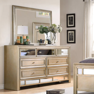 FAIRFAX HOME COLLECTIONS Champagne 7 Drawer Dresser with Mirror