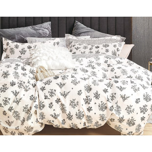 SAY YES BEDDING Farmhouse / Country Cotton Box Stitch Floral Comforter Set