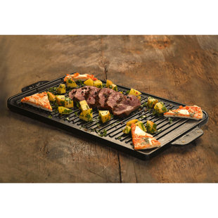 LAVA CAST IRON Lava Enameled Cast Iron Grill and Griddle 18 inch-Eco Reversible Pan Slate
