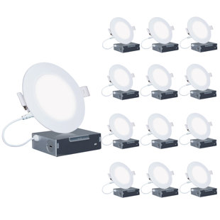 INFIBRITE 6.3'' Selectable Color Temperature Dimmable Air-Tight IC Rated LED Canless Recessed Lighting Kit (Set of 12)