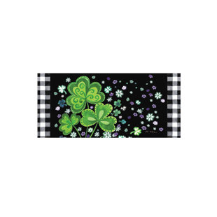 EVERGREEN ENTERPRISES, INC Spring Holidays Shamrocks Buffalo Plaid Sassafras Switch 22 in. x 10 in. Non-Slip Indoor / Outdoor Door Mat