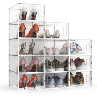 REBRILLIANT Waytrim 12 Pair Stackable Shoe Storage Box