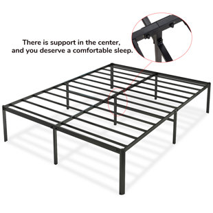 ALWYN HOME Pai Black Steel Bed Frame For Sleeping Strong Load-Bearing Bedframe