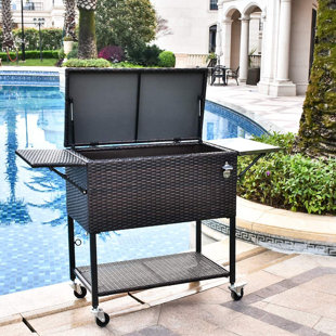 GIODIR 80 Quarts Serving Station / Cart Cooler with wheels