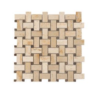HAORE HOME 1" x 2" Marble Basketweave Mosaic Wall Tile