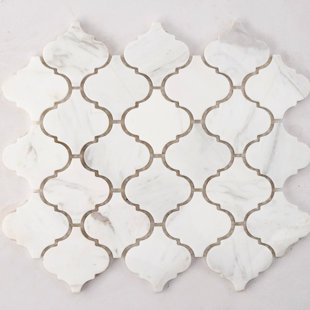HAORE HOME 3" x 3" Marble Arabesque Mosaic Wall Tile