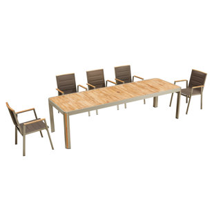 HIGOLD Geneva Rectangular 10 - Person 110.2" Long Teak Dining Set