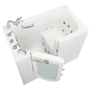 ELLA WALK IN BATHS Capri 30"x52" Acrylic Hydro Massage Walk-In Bathtub, 5 Piece Fast Fill Faucet, 2" Dual Drain
