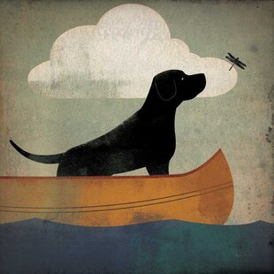 RED BARREL STUDIO® " Black Dog Canoe Ride " by Ryan Fowler Painting Print