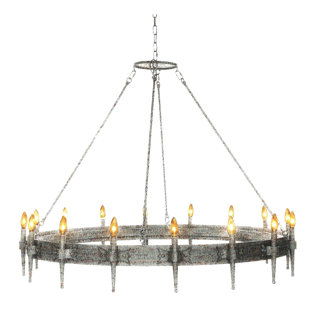 ELLAHOME Dallas 16 - Light Dimmable Wagon Wheel Chandelier