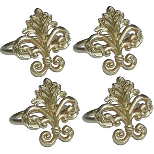 MANOR LUXE Fleur De Lis Metal Napkin Ring (Set of 4)