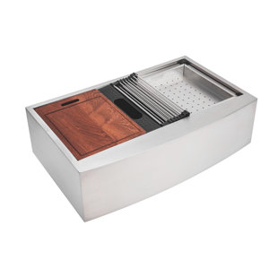 EMODERNDECOR Enthous Workstation 36" L x 21" W Farmhouse Kitchen Sink