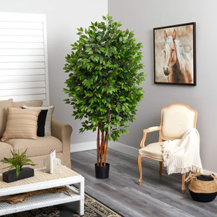 PRIMRUE 78'' Faux Ficus Tree in Pot