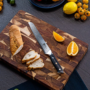 Damascus Kyoku Shogun Series 8 - Inch Full Tang Japanese VG10 Stainless Steel Serrated Bread Knife