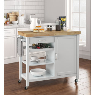 CLICK DECOR Denver ClickDecor Denver Island Kitchen Rolling Bar Cart on Wheels