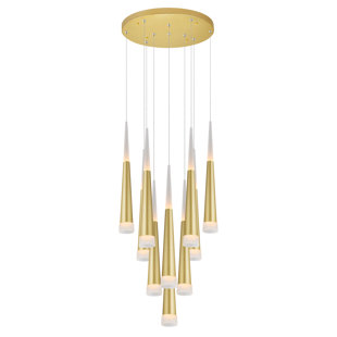 CWI LIGHTING Andes 10 - Light Satin Gold LED Cluster Pendant